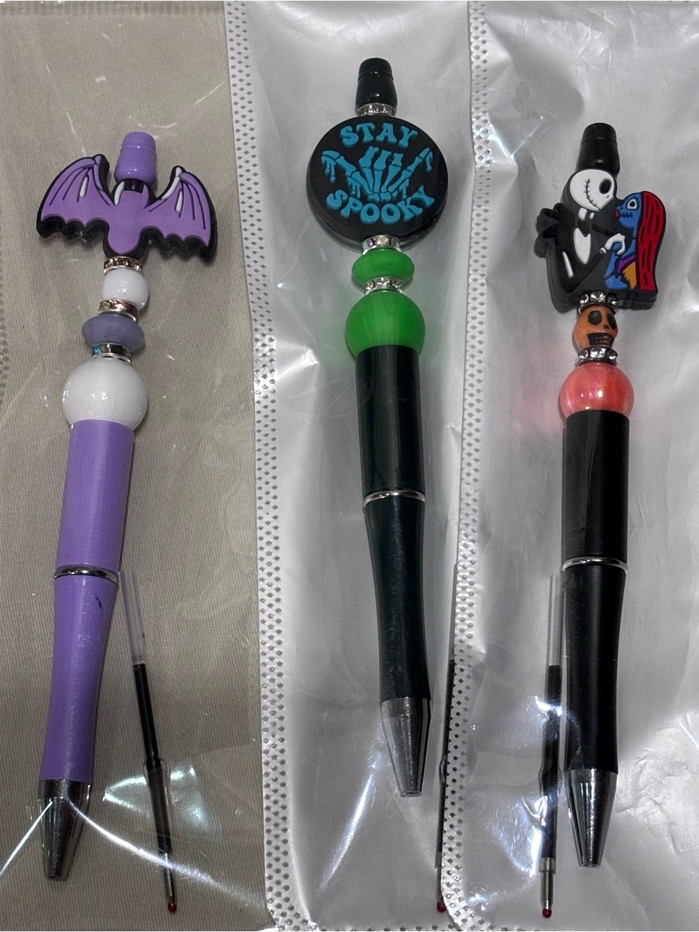 Halloween Beaded Pens - Bat Spooky Skeleton